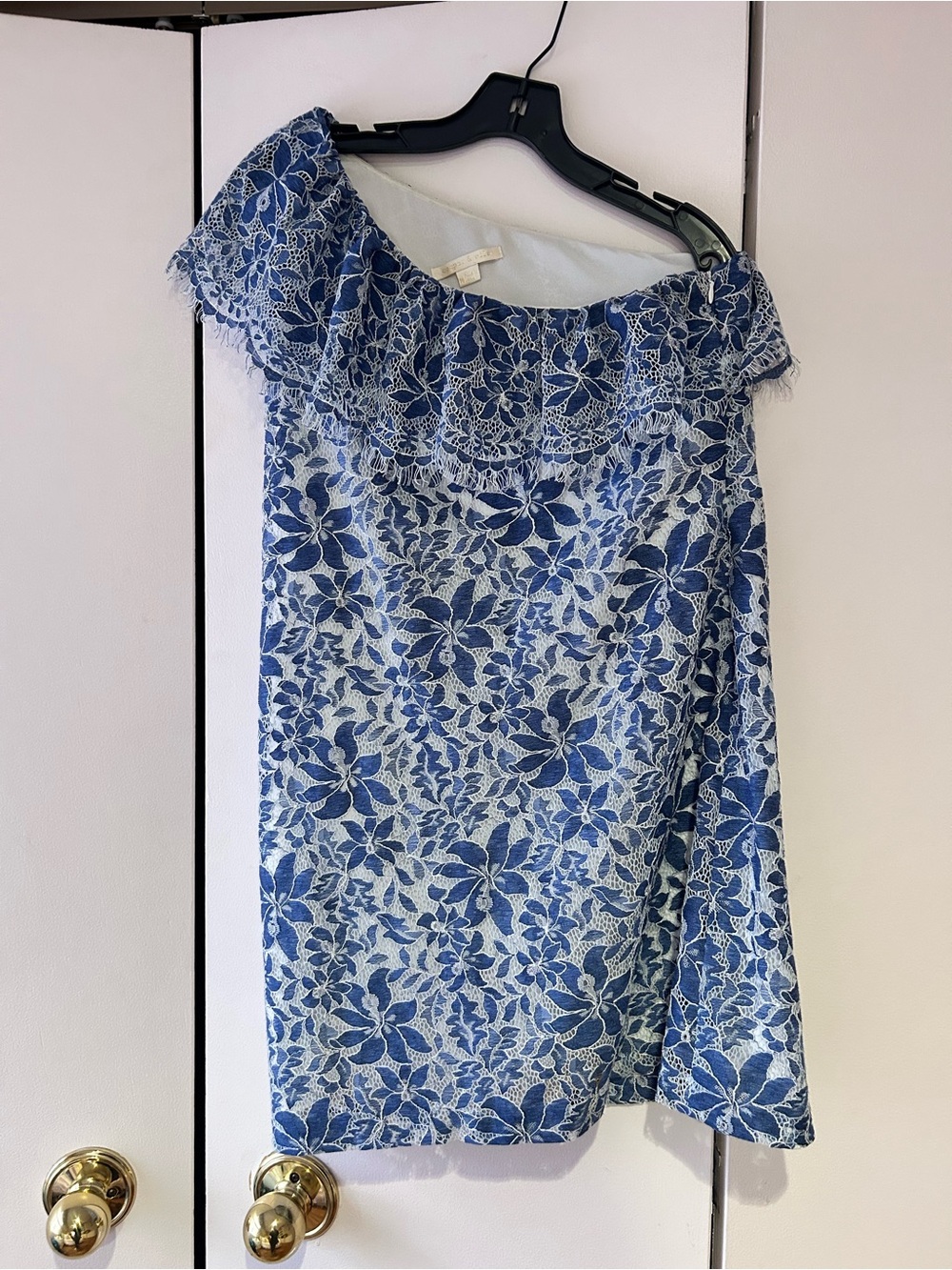 cooper & ella Blue Floral Lace Off-Shoulder Dress